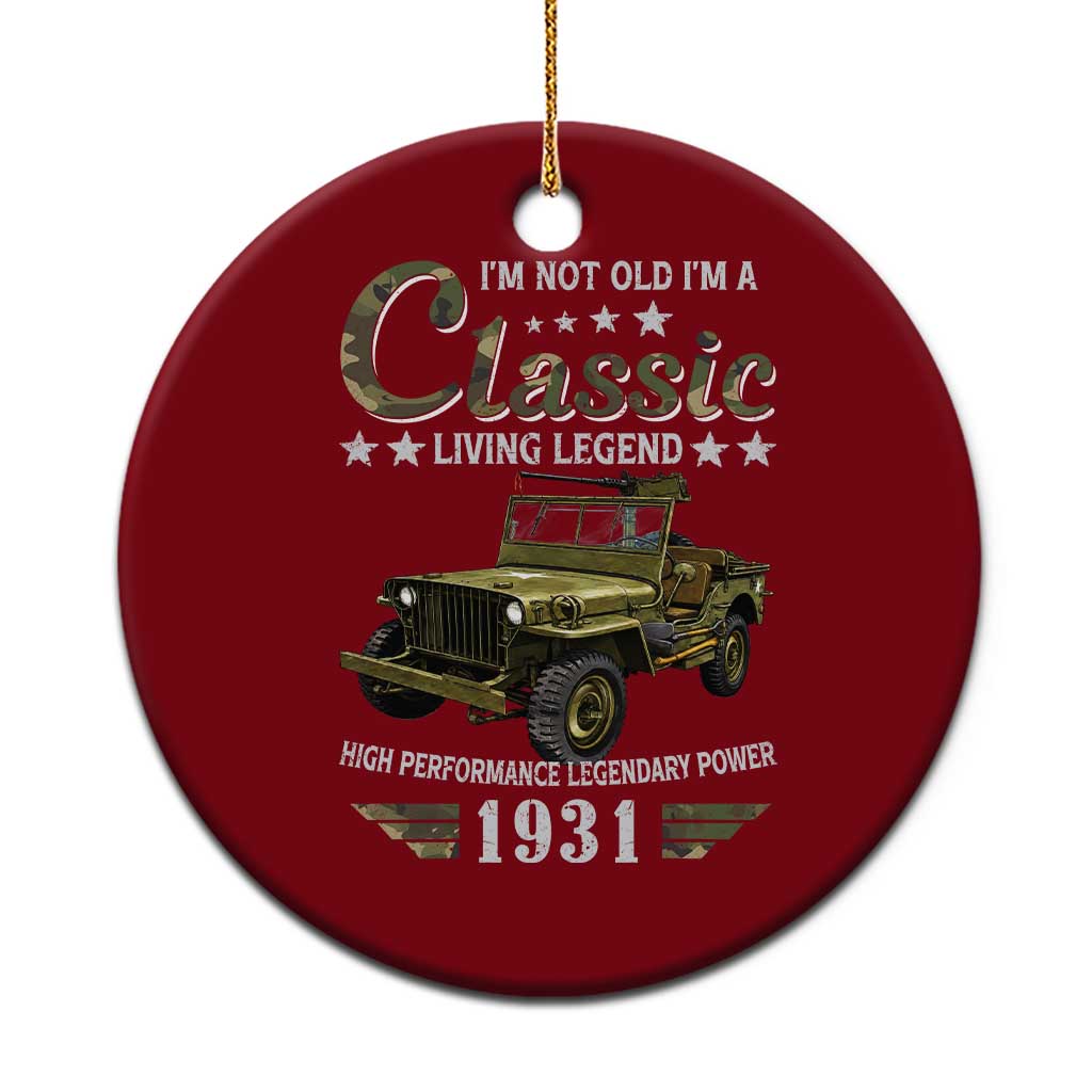 95th Birthday Classic Car For Legends Born In 1931 Ceramic Ornament Vintage WWII Military Vehicle