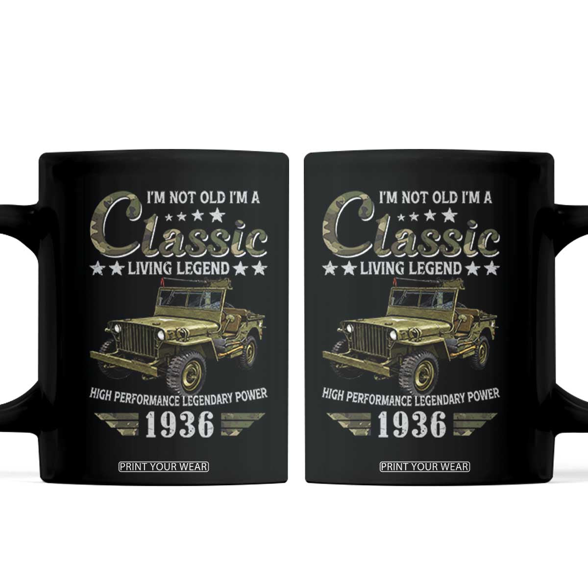 90th Birthday Classic Car For Legends Born In 1936 Coffee Mug Vintage WWII Military Vehicle