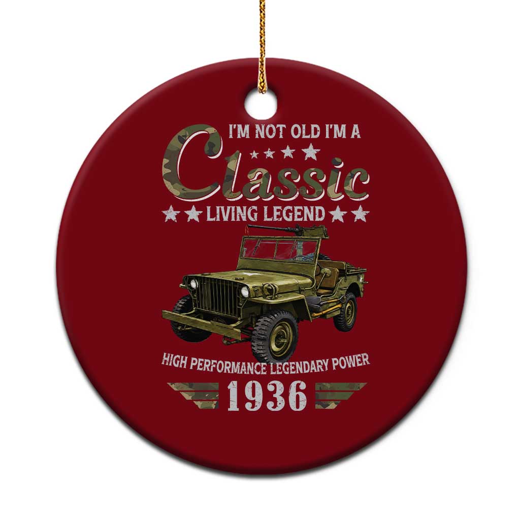90th Birthday Classic Car For Legends Born In 1936 Ceramic Ornament Vintage WWII Military Vehicle