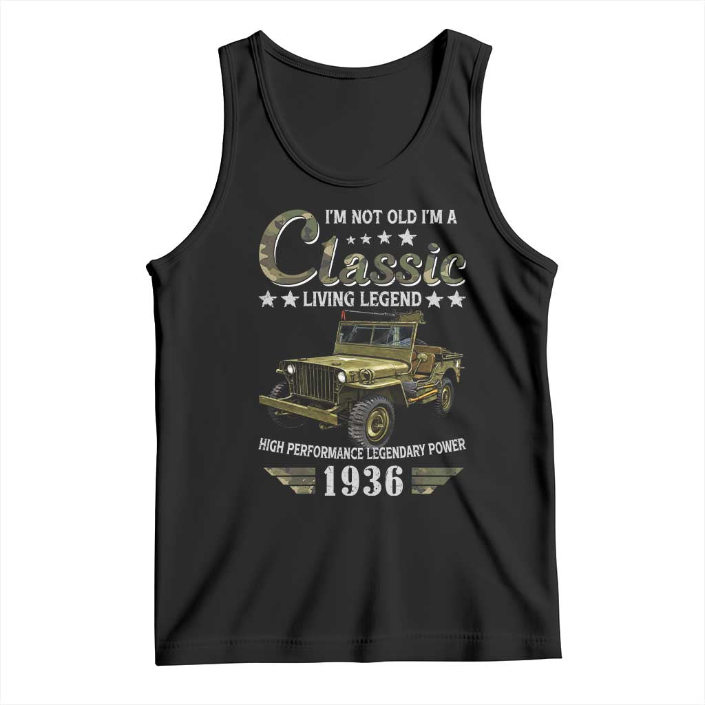 90th Birthday Classic Car For Legends Born In 1936 Tank Top Vintage WWII Military Vehicle