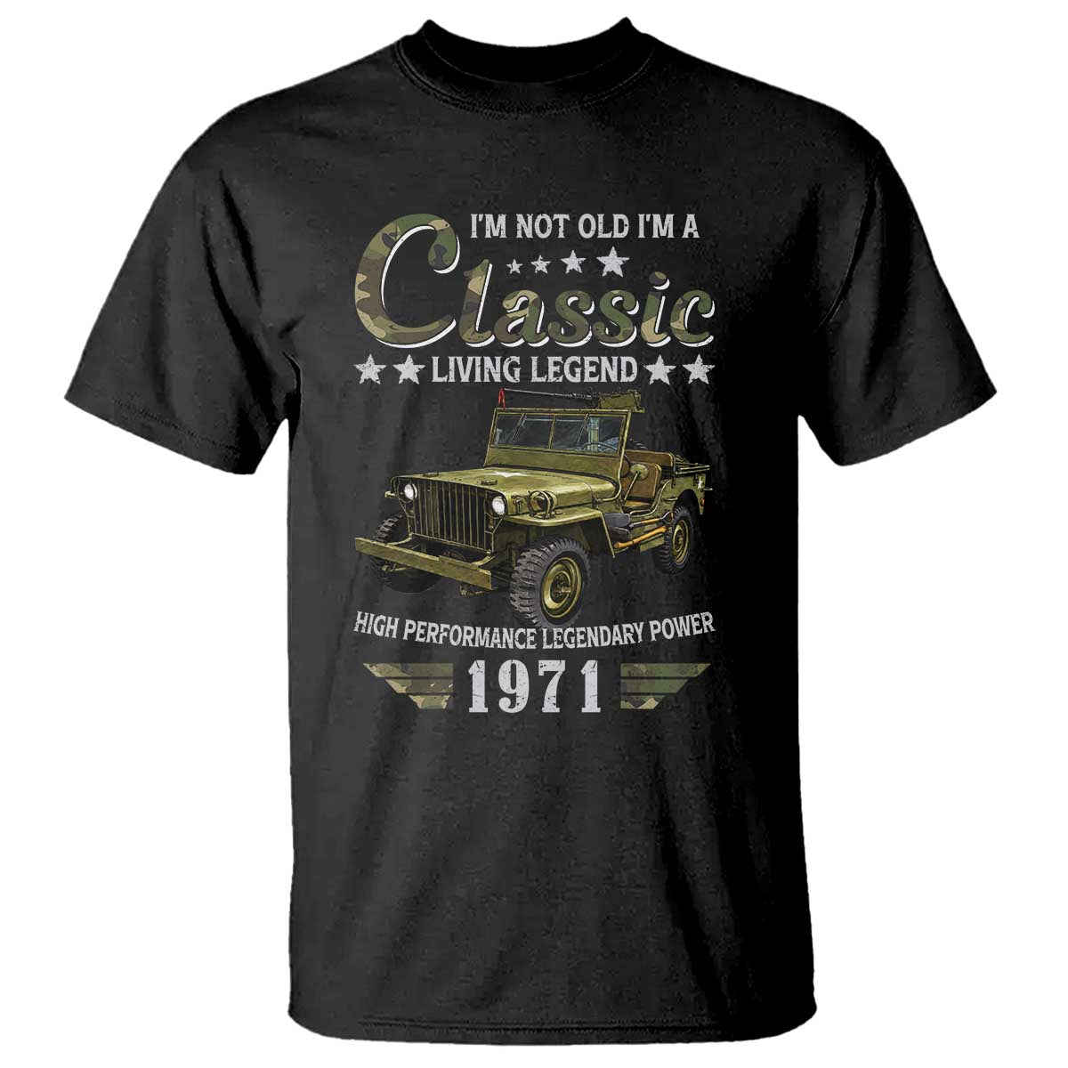 55th Birthday Classic Car For Legends Born In 1971 T Shirt Vintage WWII Military Vehicle