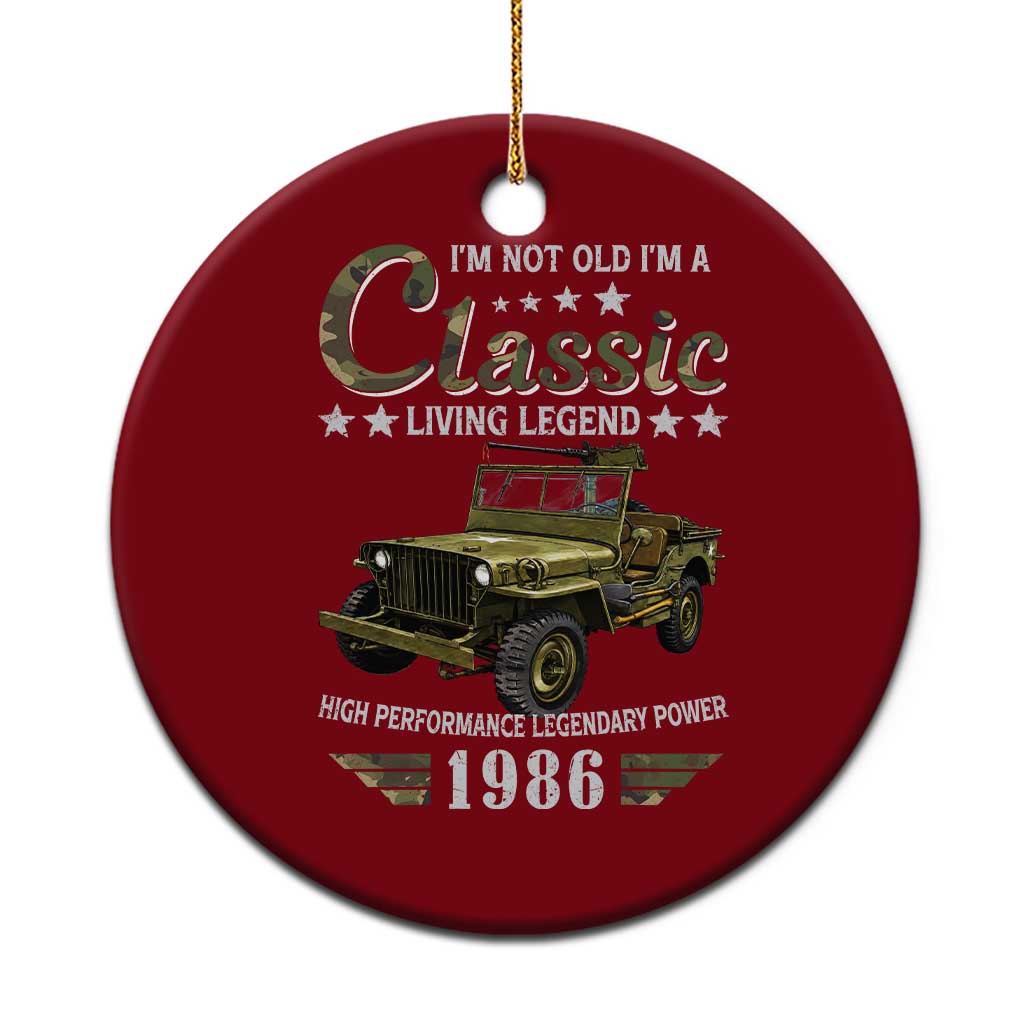 40th Birthday Classic Car For Legends Born In 1986 Ceramic Ornament Vintage WWII Military Vehicle