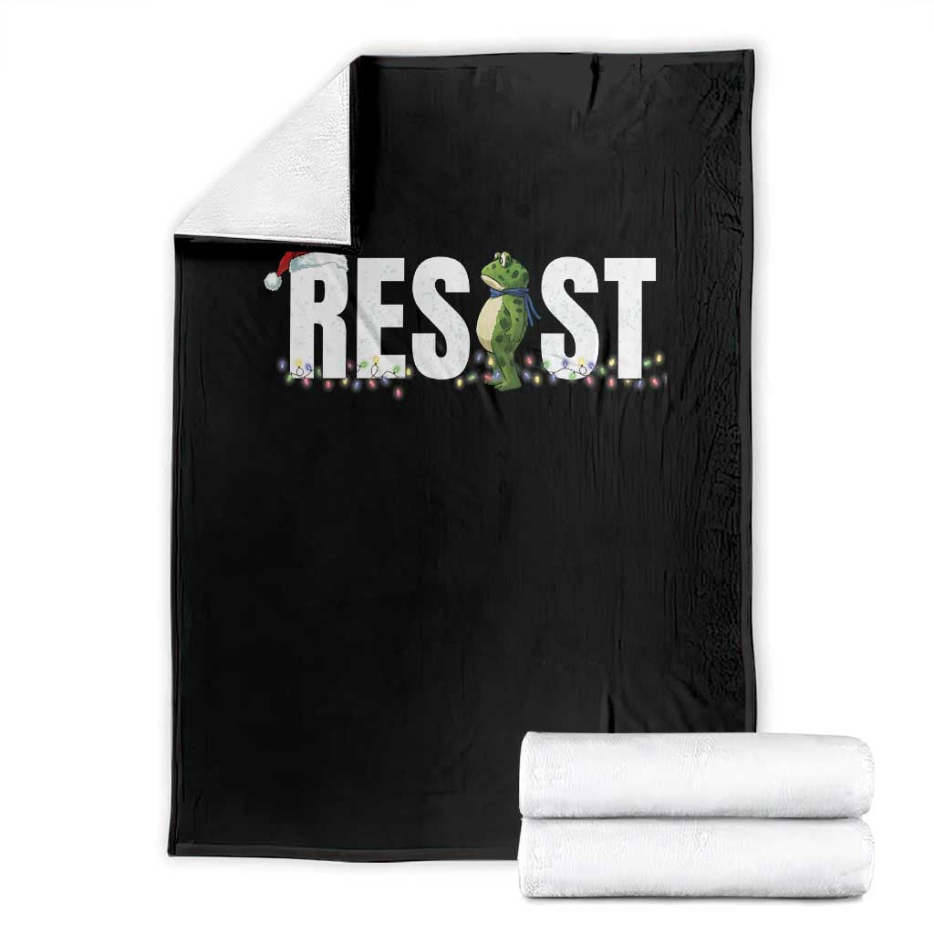 Resist Frog Christmas Throw Blanket Funny Portland Protest ICE Activist Meme 2025 TS14 Black Print Your Wear