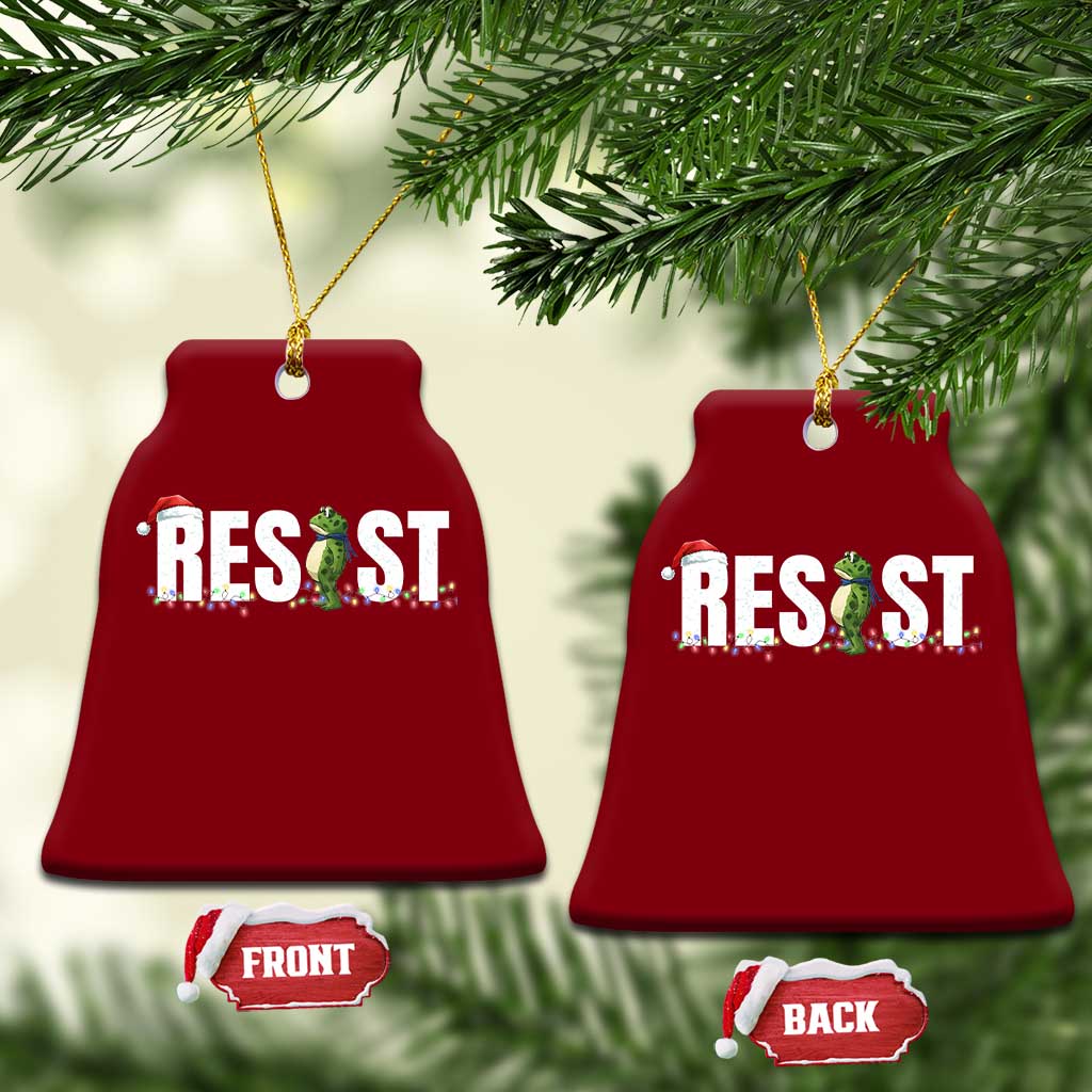 Resist Frog Xmas Ceramic Ornament Funny Portland Protest ICE Activist Meme 2025 TS14 Print Your Wear