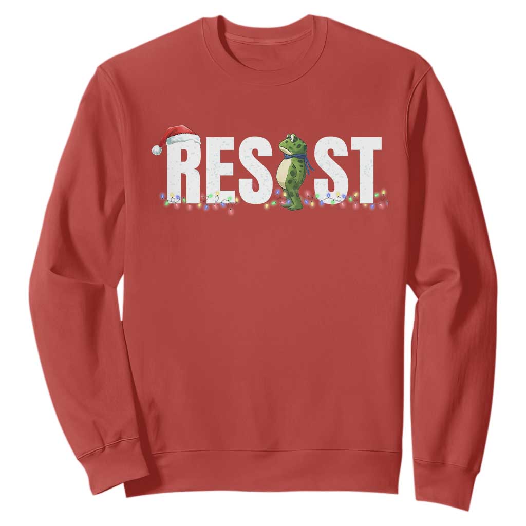 Resist Frog Christmas Sweatshirt Funny Portland Protest ICE Activist Meme 2025 TS14 Red Print Your Wear