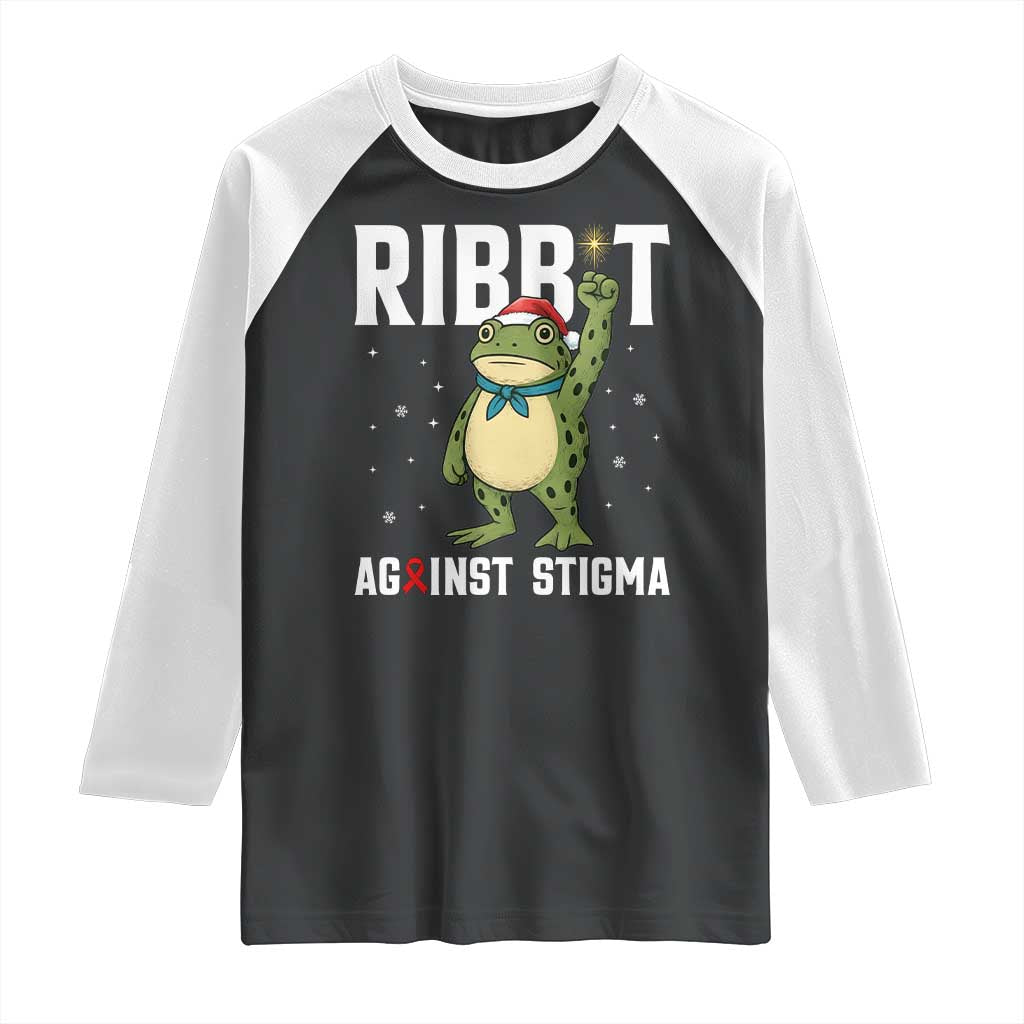 Resist Frog AIDS Awareness Christmas Raglan Shirt Funny Portland Activist Meme HIV Support Red Ribbon TS14 Black White Print Your Wear