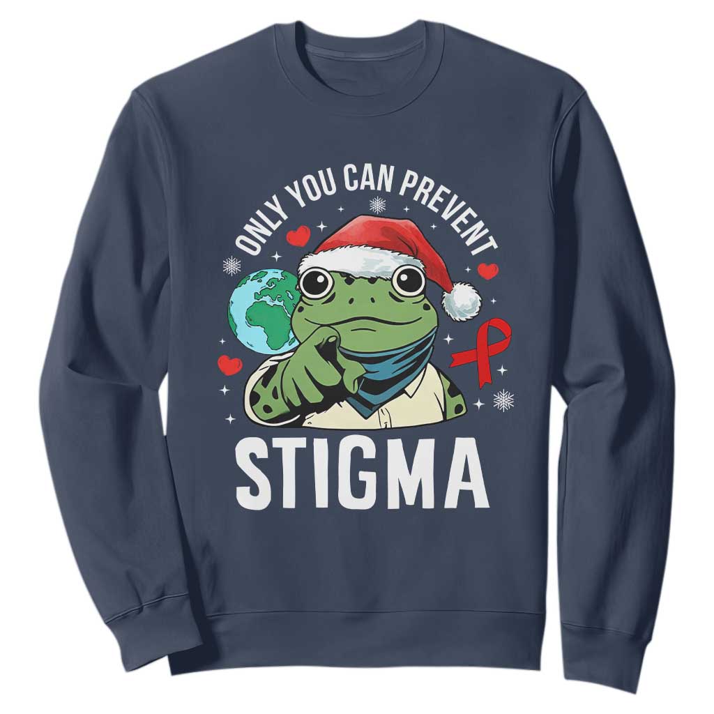 Resist Frog AIDS Awareness Christmas Sweatshirt Only You Can Prevent Stigma TS14 Navy Print Your Wear