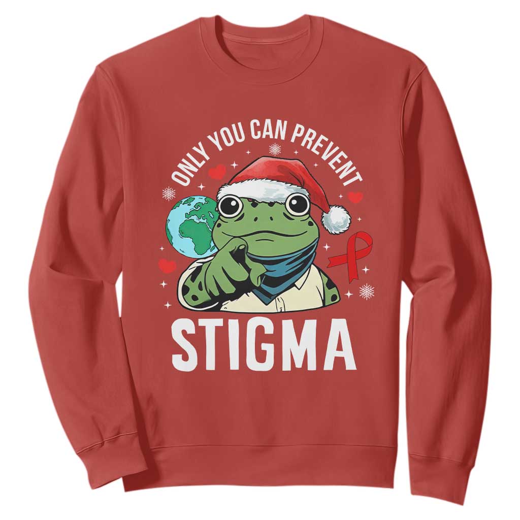 Resist Frog AIDS Awareness Christmas Sweatshirt Only You Can Prevent Stigma TS14 Red Print Your Wear