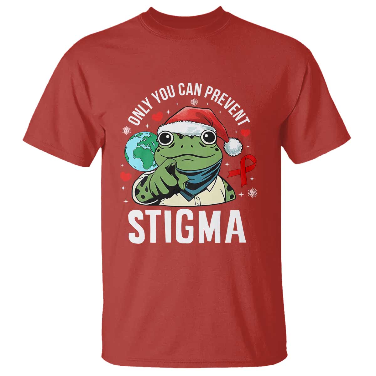 Resist Frog AIDS Awareness Christmas T Shirt Only You Can Prevent Stigma TS14 Red Print Your Wear