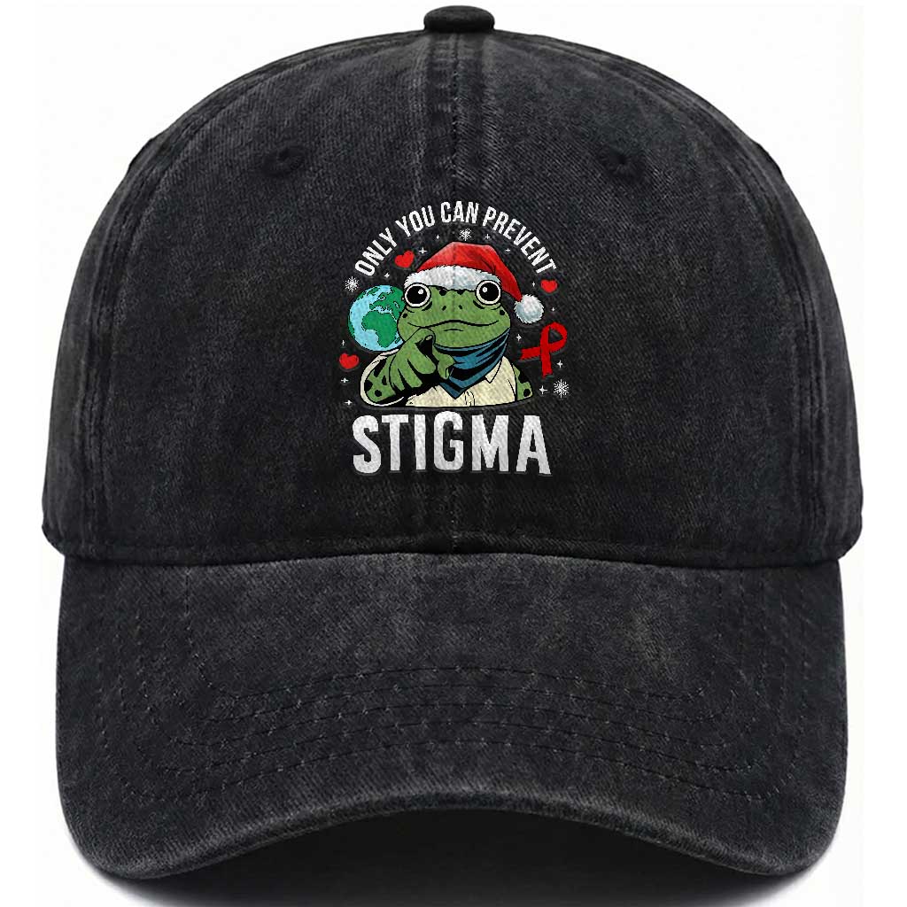 Resist Frog AIDS Awareness Christmas Washed Cotton Baseball Cap Only You Can Prevent Stigma TS14 Washed Cap Universal Fit Black Print Your Wear