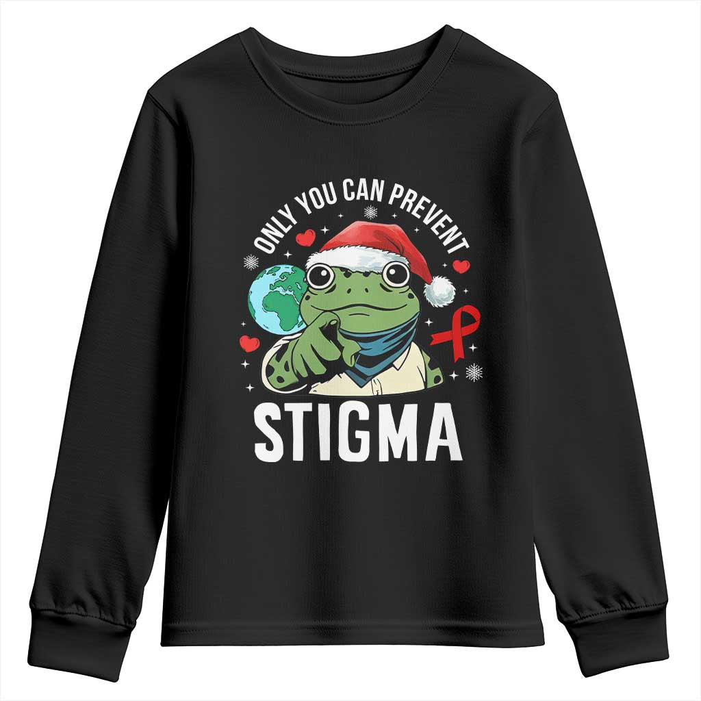 Resist Frog AIDS Awareness Christmas Youth Sweatshirt Only You Can Prevent Stigma TS14 Black Print Your Wear