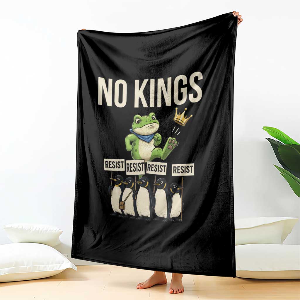 Resist Frog Throw Blanket No Kings Funny Portland Protest ICE Activist Meme TS14 Print Your Wear