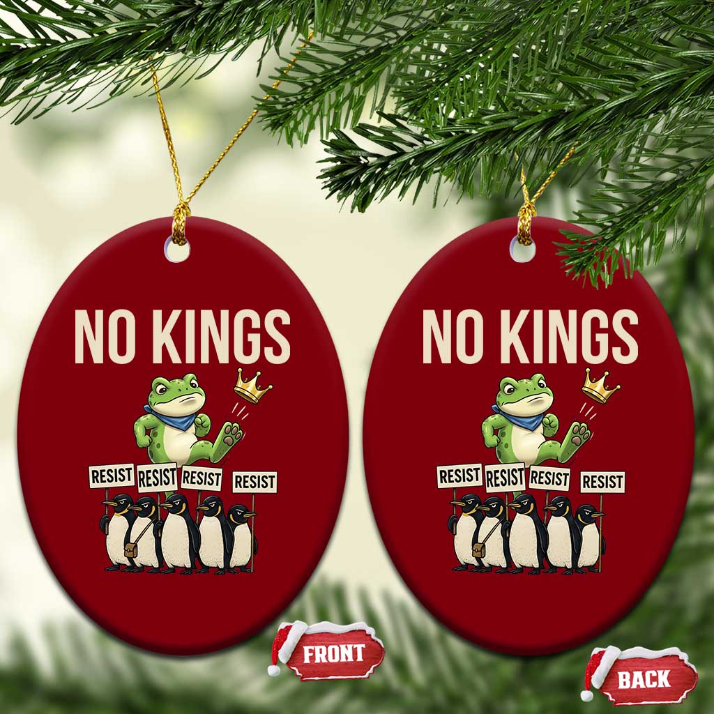 Resist Frog Ceramic Ornament No Kings Funny Portland Protest ICE Activist Meme TS14 Print Your Wear