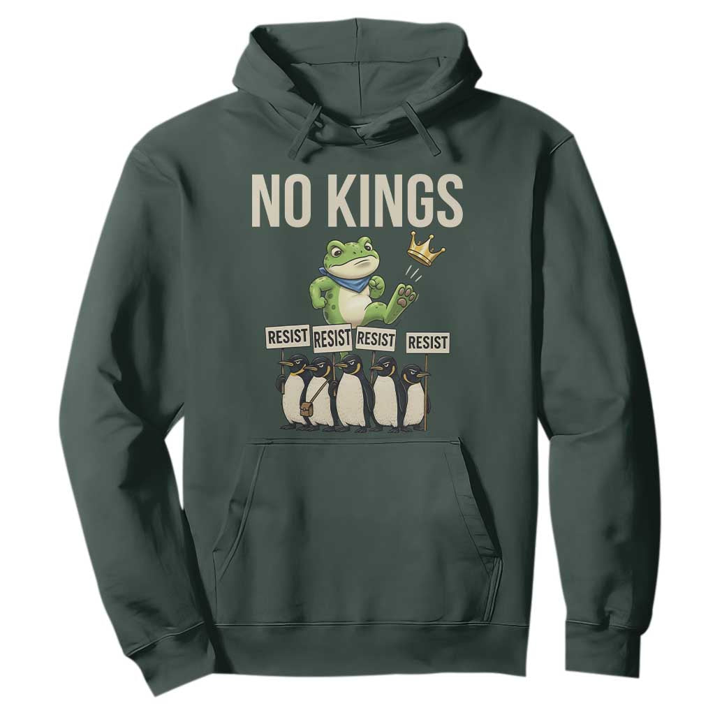 Resist Frog Hoodie No Kings Funny Portland Protest ICE Activist Meme TS14 Dark Forest Green Print Your Wear