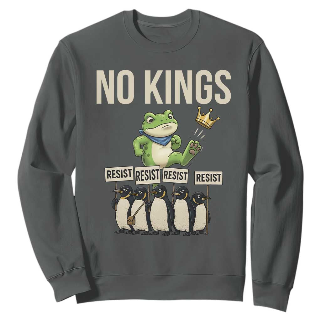 Resist Frog Sweatshirt No Kings Funny Portland Protest ICE Activist Meme TS14 Dark Heather Print Your Wear