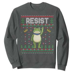 Resist Frog Sweatshirt Funny Portland Protest ICE Activist Meme 2025 TS14 Dark Heather Print Your Wear