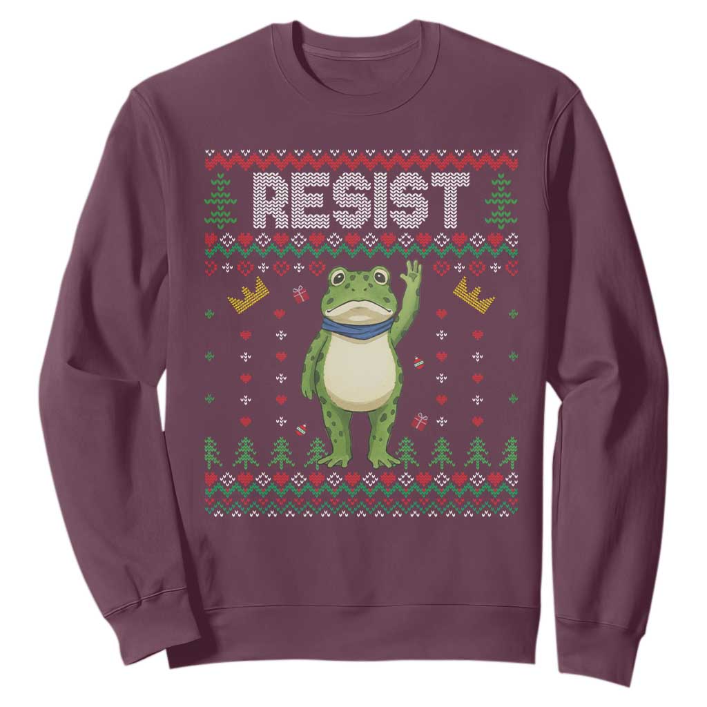 Resist Frog Sweatshirt Funny Portland Protest ICE Activist Meme 2025 TS14 Maroon Print Your Wear