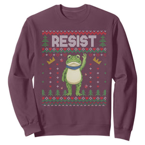 Resist Frog Sweatshirt Funny Portland Protest ICE Activist Meme 2025 TS14 Maroon Print Your Wear