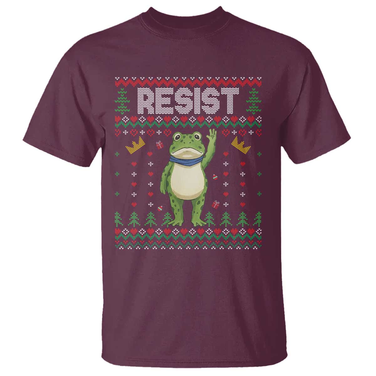 Resist Frog T Shirt Funny Portland Protest ICE Activist Meme 2025 TS14 Maroon Print Your Wear