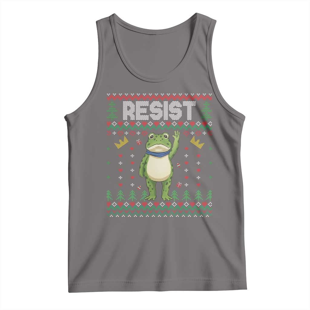 Resist Frog Tank Top Funny Portland Protest ICE Activist Meme 2025 TS14 Deep Heather Print Your Wear
