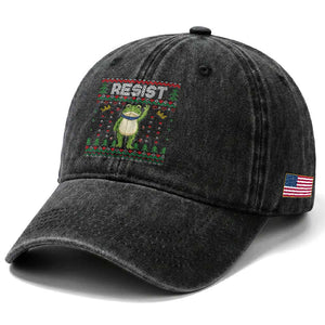 Resist Frog Washed Cotton Baseball Cap Funny Portland Protest ICE Activist Meme 2025 TS14 Print Your Wear