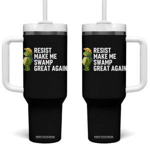 Resist Frog Tumbler With Handle Funny Polittical 2025 Meme TS14 One Size: 40 oz Black Print Your Wear
