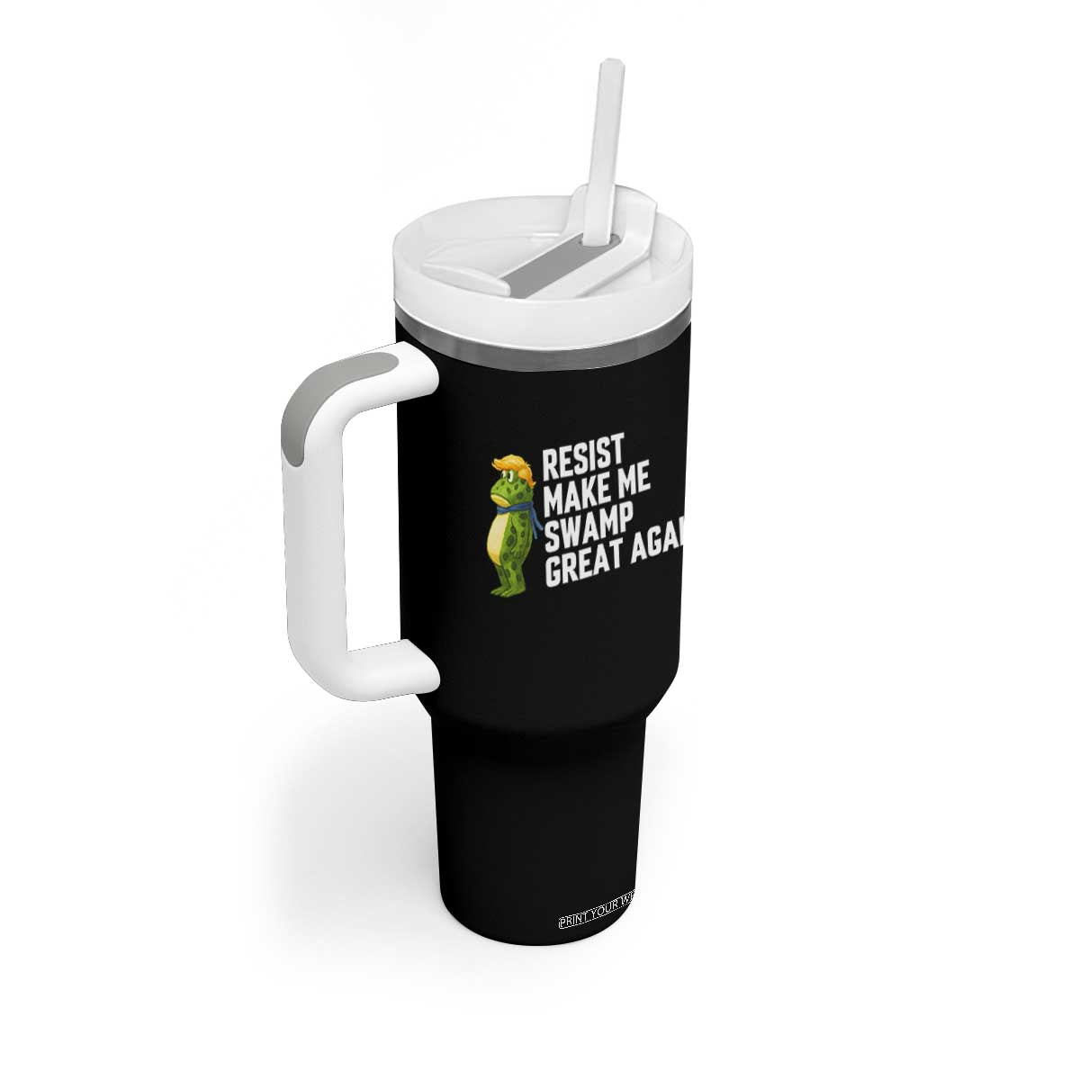 Resist Frog Tumbler With Handle Funny Polittical 2025 Meme TS14 Print Your Wear