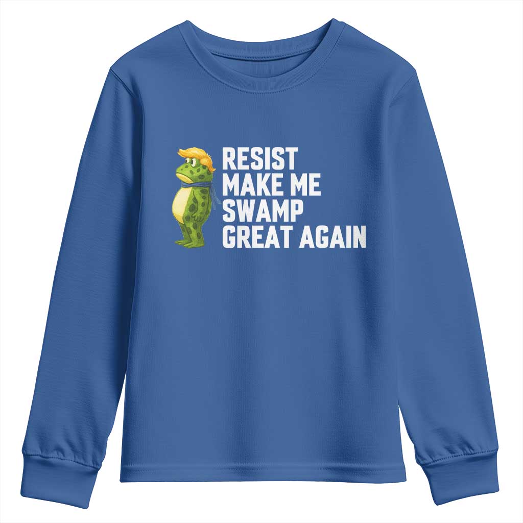 Resist Frog Youth Sweatshirt Funny Polittical 2025 Meme TS14 Royal Blue Print Your Wear