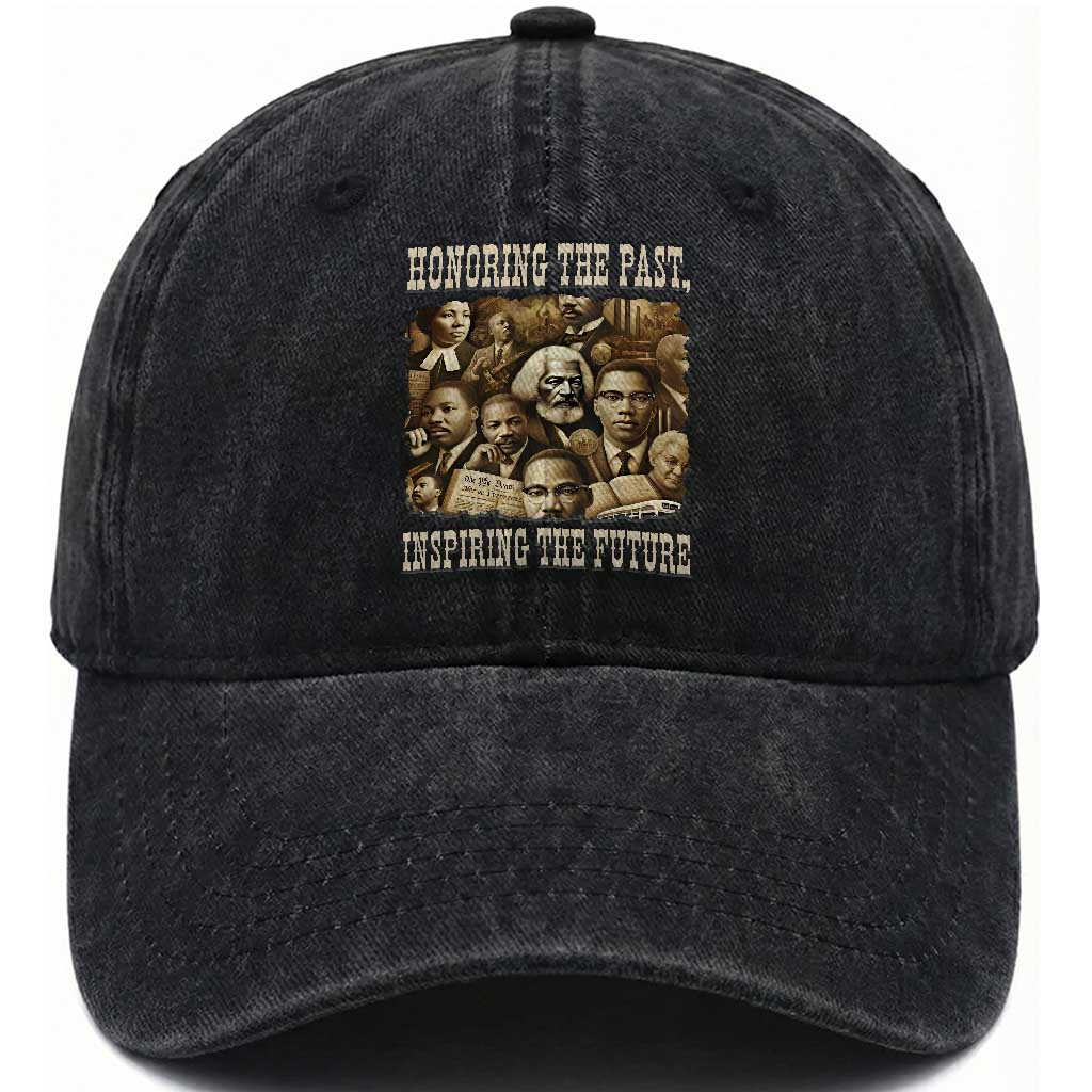 Honoring The Past Inspiring The Future Washed Cotton Baseball Cap Black History Month TS14 Washed Cap Universal Fit Black Print Your Wear