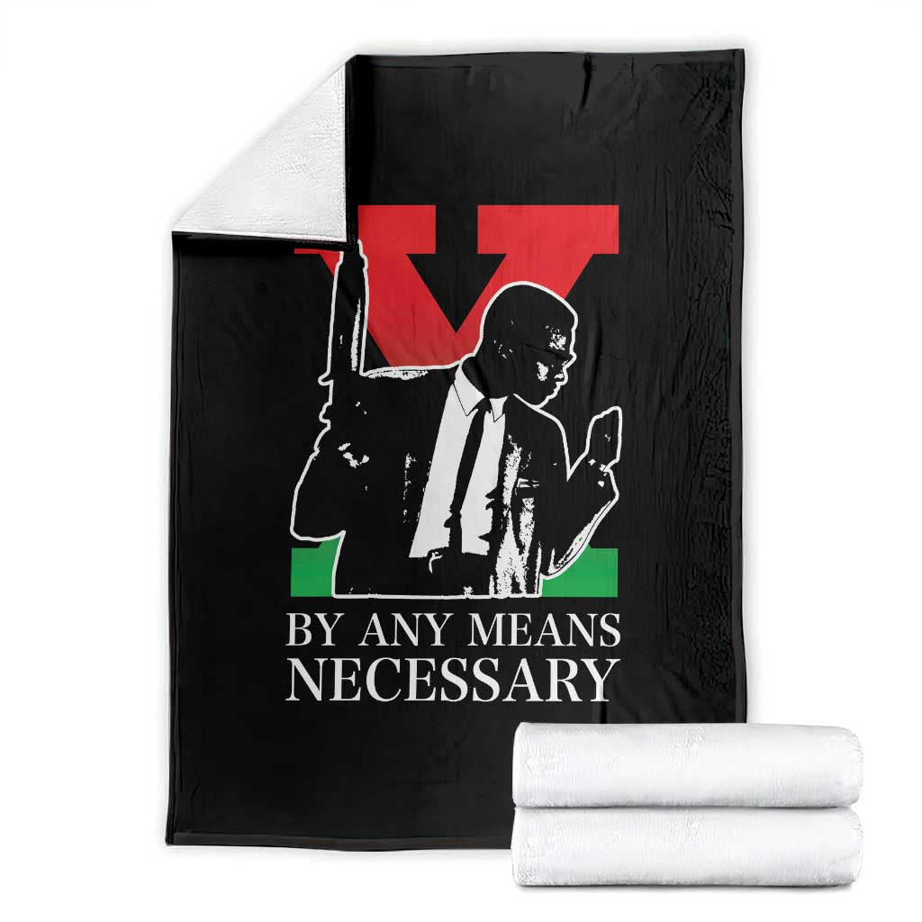 Malcolm X Throw Blanket By Any Means Necessary TS14 Black Print Your Wear