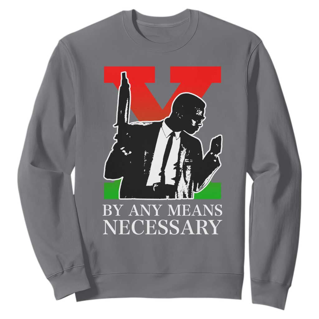Malcolm X Sweatshirt By Any Means Necessary TS14 Charcoal Print Your Wear