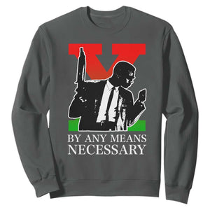Malcolm X Sweatshirt By Any Means Necessary TS14 Dark Heather Print Your Wear