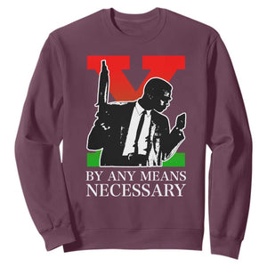 Malcolm X Sweatshirt By Any Means Necessary TS14 Maroon Print Your Wear