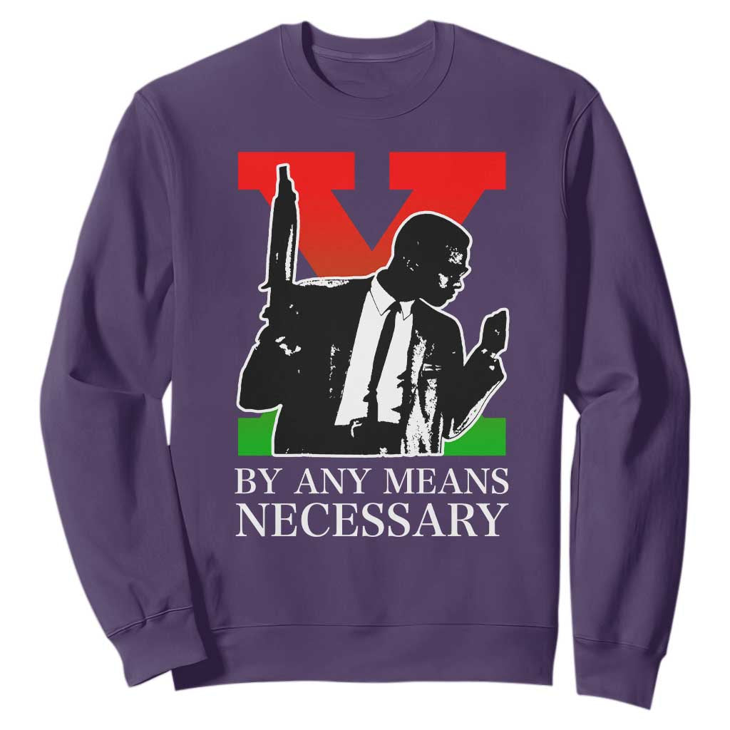 Malcolm X Sweatshirt By Any Means Necessary TS14 Purple Print Your Wear