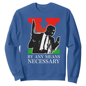 Malcolm X Sweatshirt By Any Means Necessary TS14 Royal Blue Print Your Wear