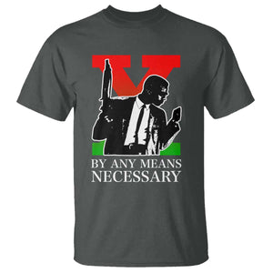 Malcolm X T Shirt - By Any Means Necessary Civil Rights Black Power Tribute Tee TS14 Dark Heather Print Your Wear