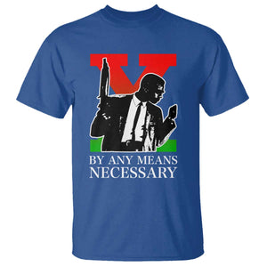 Malcolm X T Shirt - By Any Means Necessary Civil Rights Black Power Tribute Tee TS14 Royal Blue Print Your Wear