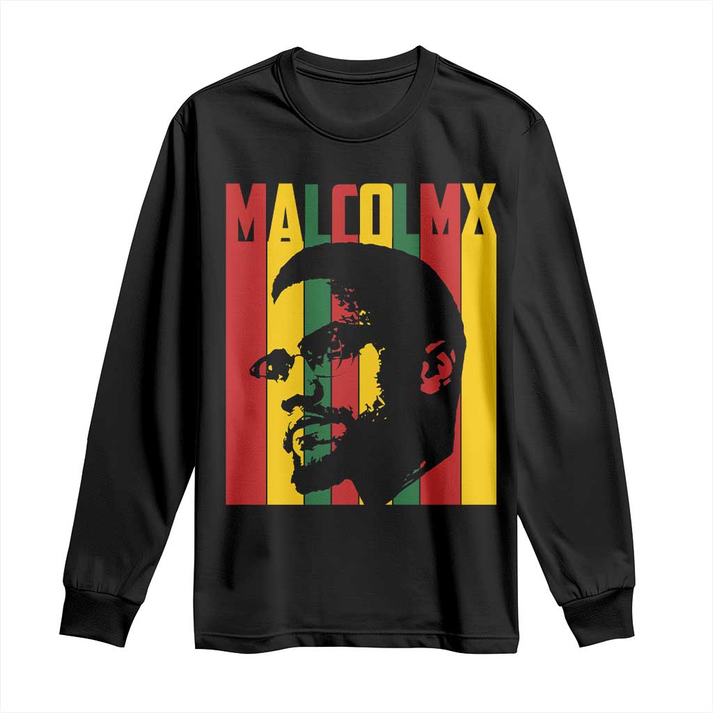 Malcolm X Long Sleeve Shirt Pan African Flag Black History TS14 Black Print Your Wear