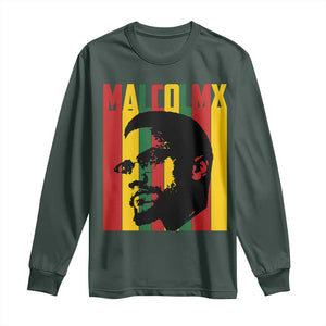 Malcolm X Long Sleeve Shirt Pan African Flag Black History TS14 Dark Forest Green Print Your Wear