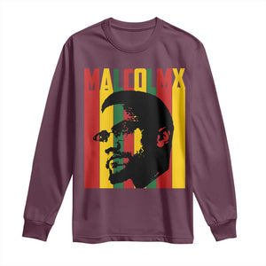 Malcolm X Long Sleeve Shirt Pan African Flag Black History TS14 Maroon Print Your Wear