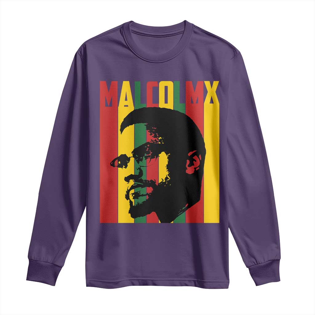 Malcolm X Long Sleeve Shirt Pan African Flag Black History TS14 Purple Print Your Wear