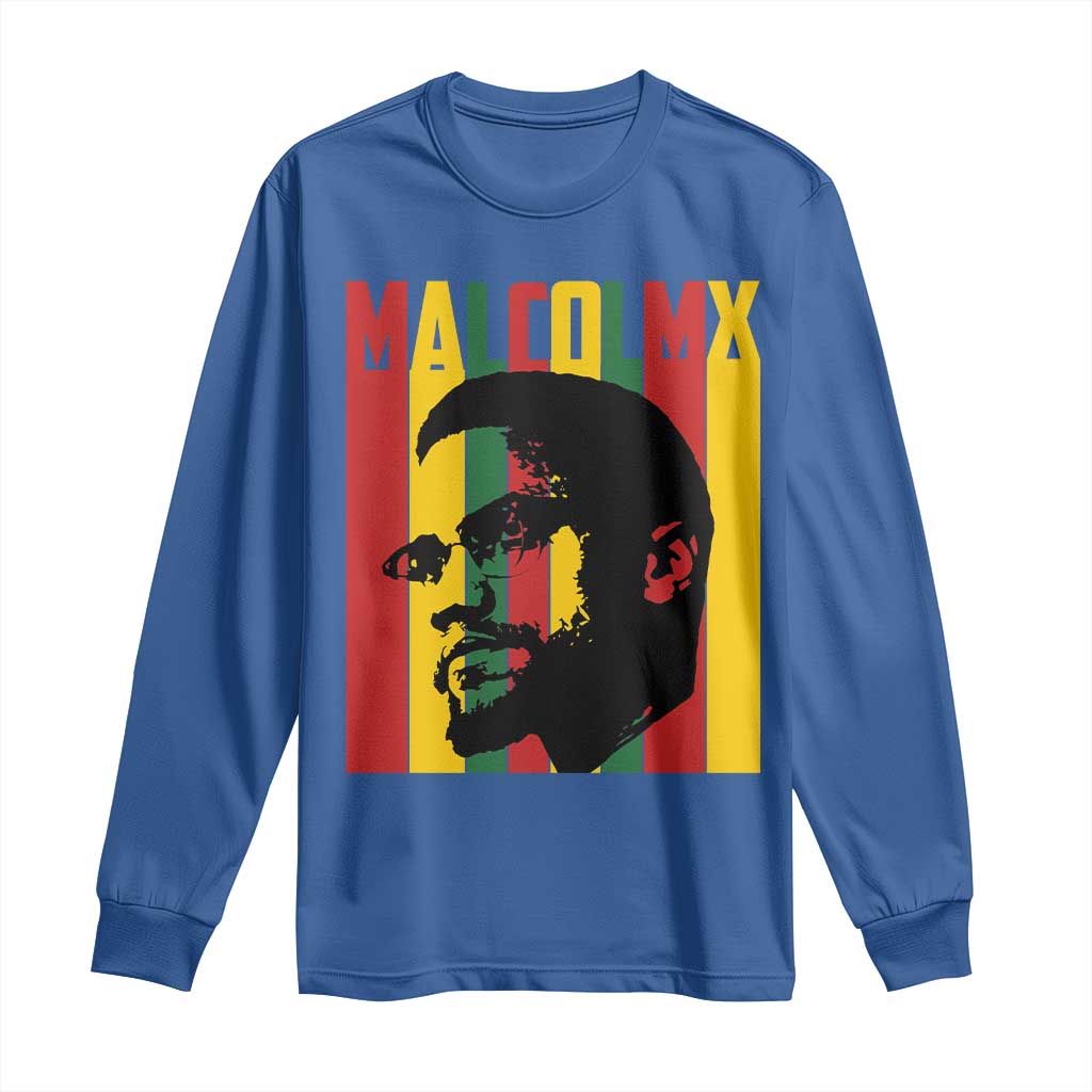 Malcolm X Long Sleeve Shirt Pan African Flag Black History TS14 Royal Blue Print Your Wear