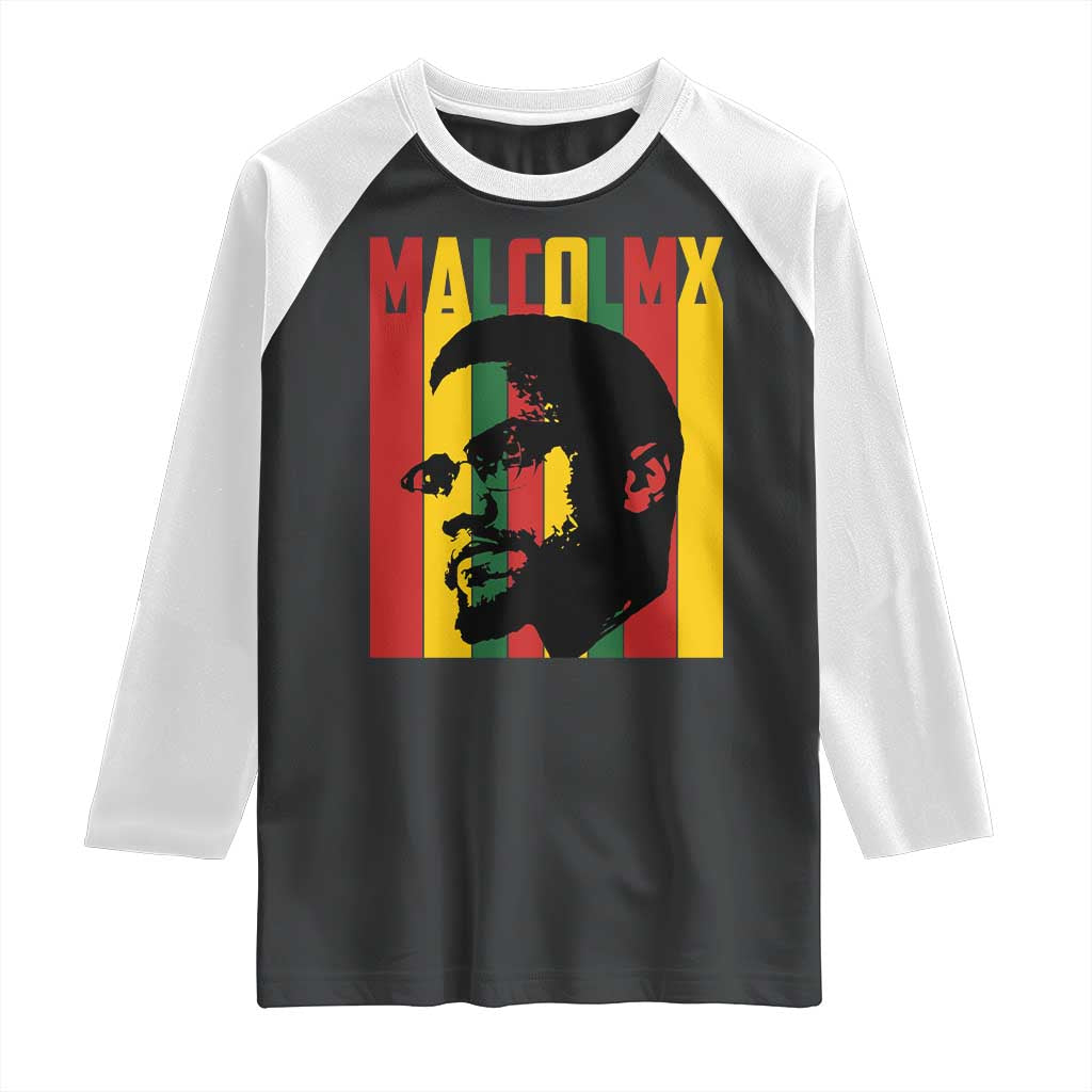 Malcolm X Raglan Shirt Pan African Flag Black History TS14 Black White Print Your Wear