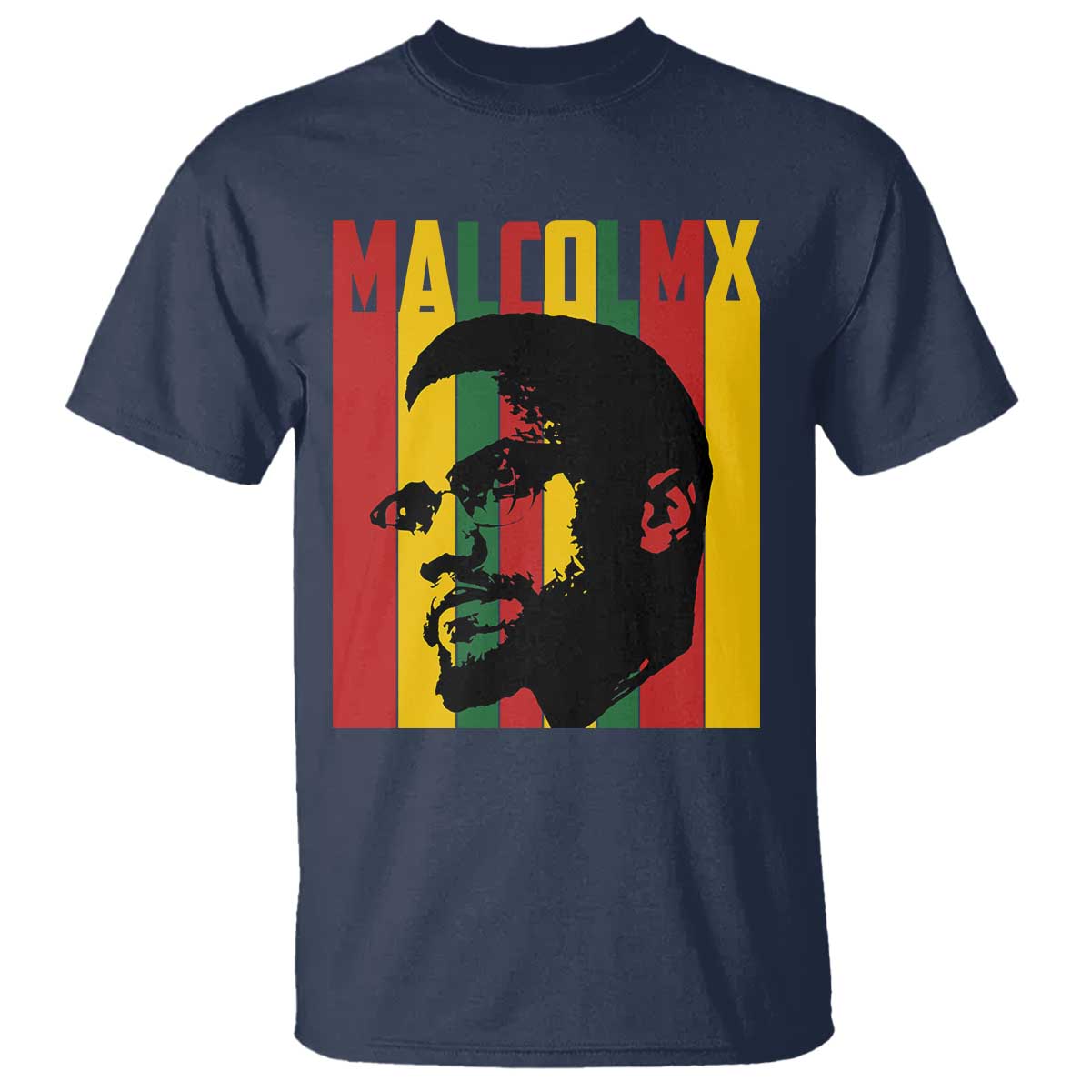 Malcolm X T Shirt Pan African Flag Black History TS14 Navy Print Your Wear