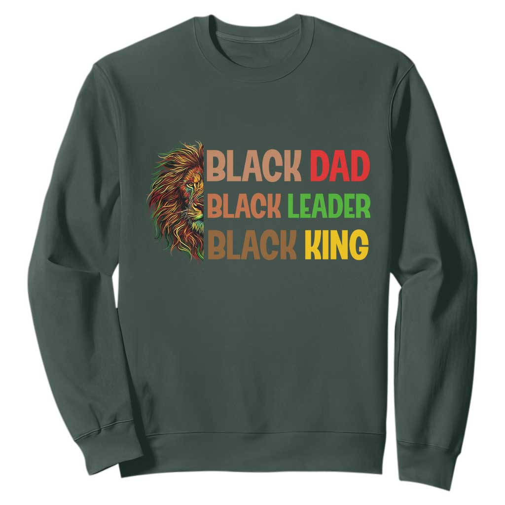 Black Affrican Melanin Sweatshirt Lion Father Day Dad Leader Black King TS14 Dark Forest Green Print Your Wear