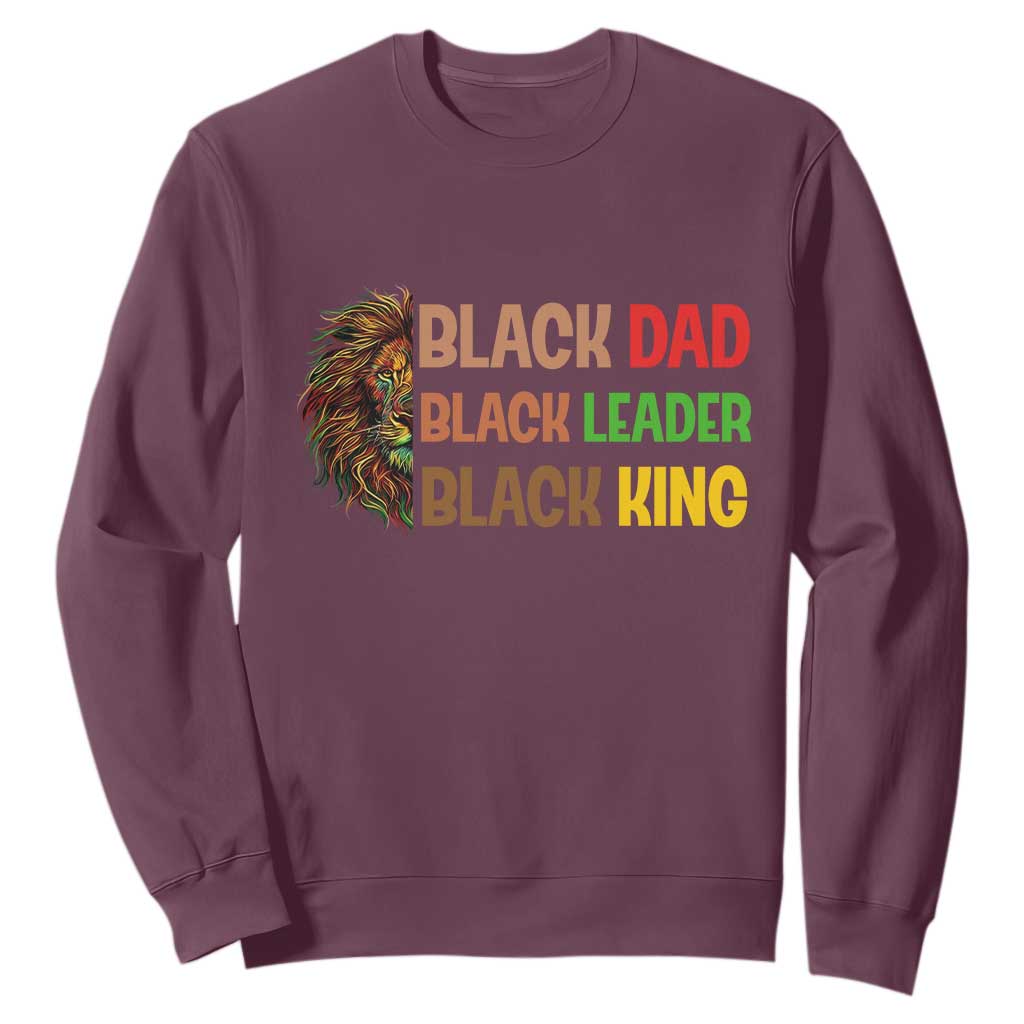 Black Affrican Melanin Sweatshirt Lion Father Day Dad Leader Black King TS14 Maroon Print Your Wear
