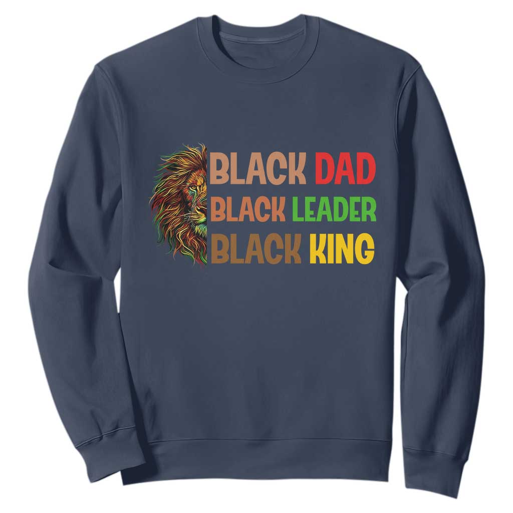 Black Affrican Melanin Sweatshirt Lion Father Day Dad Leader Black King TS14 Navy Print Your Wear