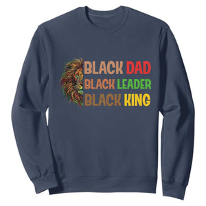 Black Affrican Melanin Sweatshirt Lion Father Day Dad Leader Black King TS14 Navy Print Your Wear