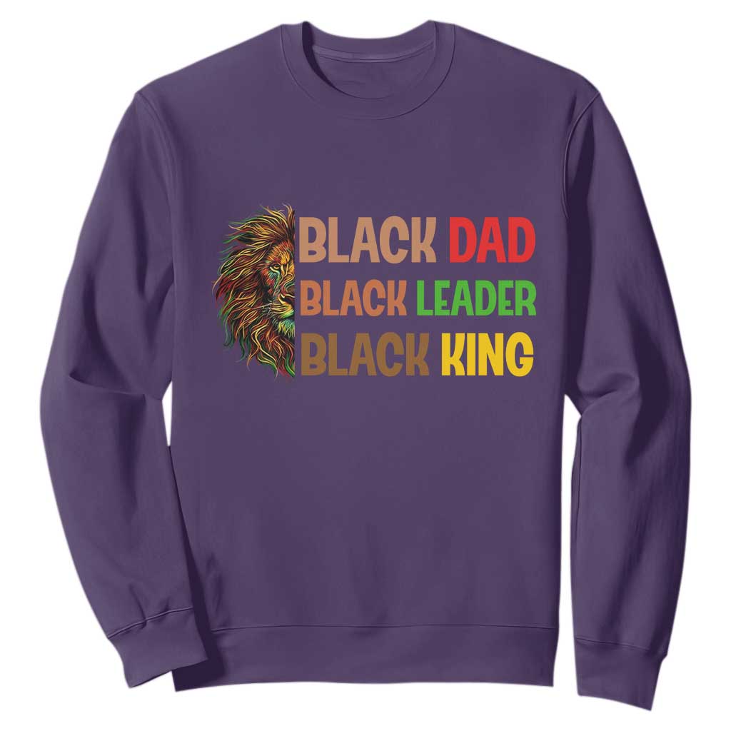 Black Affrican Melanin Sweatshirt Lion Father Day Dad Leader Black King TS14 Purple Print Your Wear