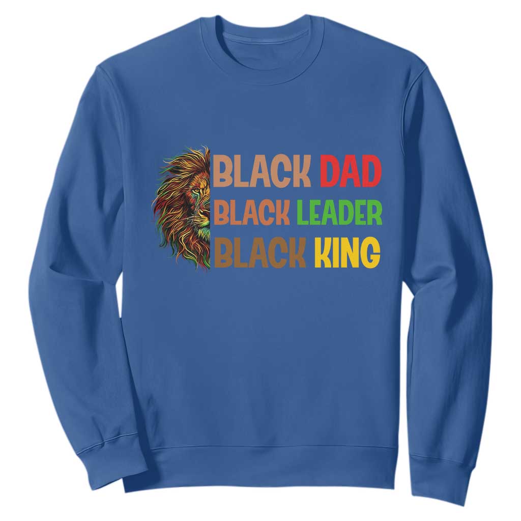 Black Affrican Melanin Sweatshirt Lion Father Day Dad Leader Black King TS14 Royal Blue Print Your Wear